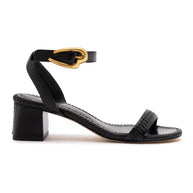Larroude Verona Block Sandal In Black Leather