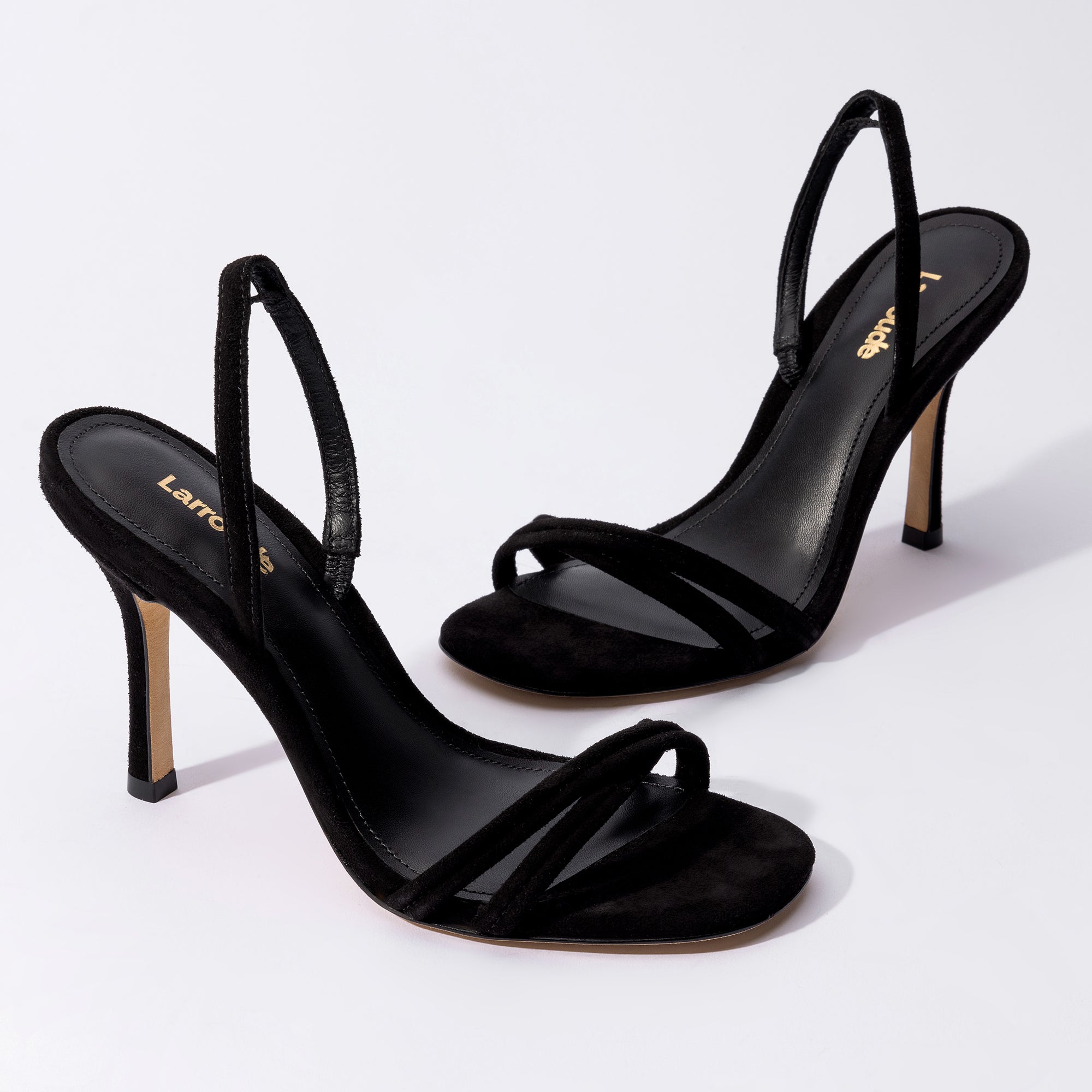 Larroude Annie Sandal In Black Suede