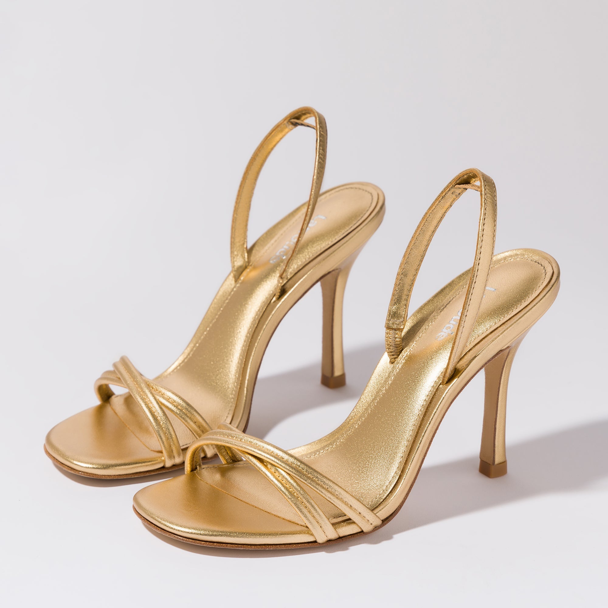 Larroude Annie Sandal In Gold Metallic Leather