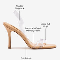 Larroude Annie Sandal In Tan Leather and Vinyl