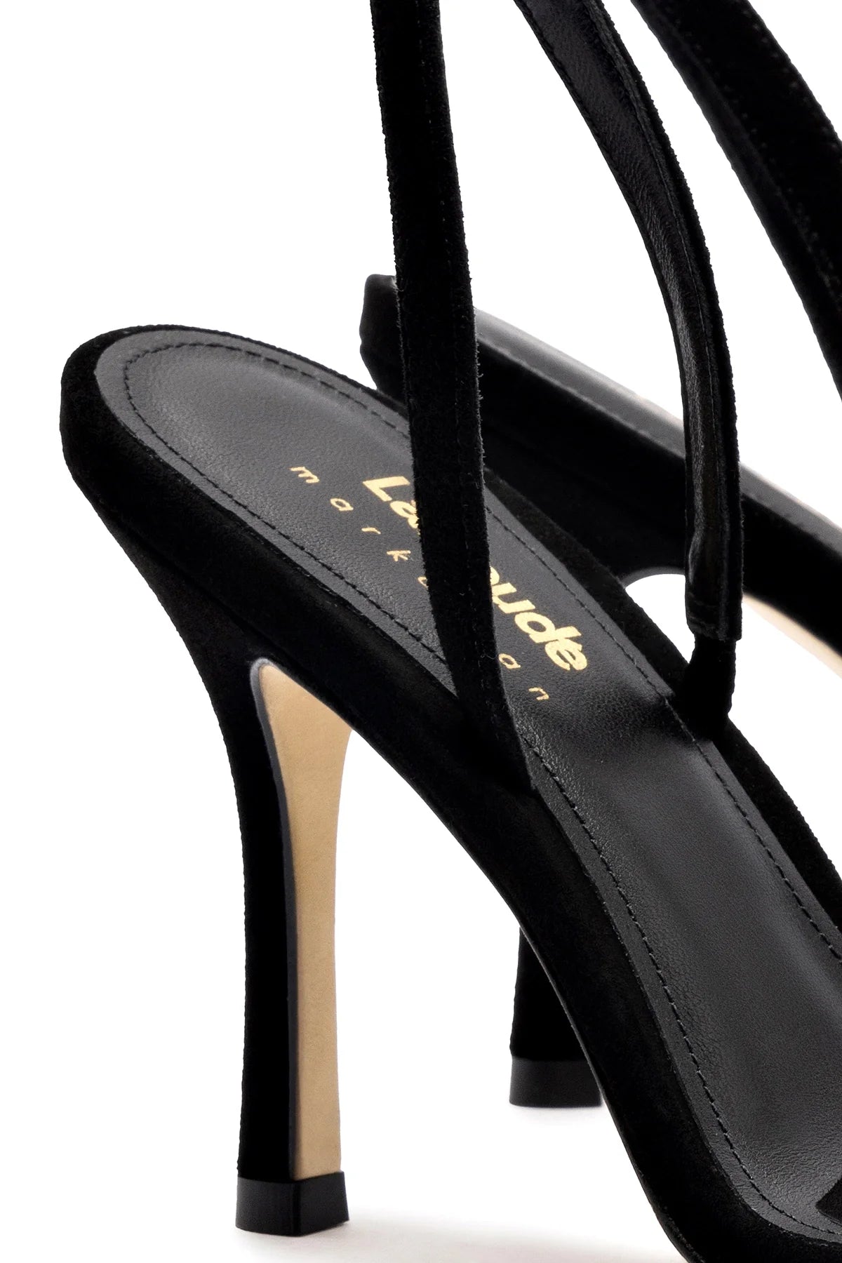 Larroudé X Markarian Sandal In Black Suede