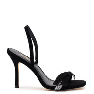 Larroudé X Markarian Sandal In Black Suede And Crystals