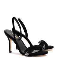 Larroudé X Markarian Sandal In Black Suede And Crystals
