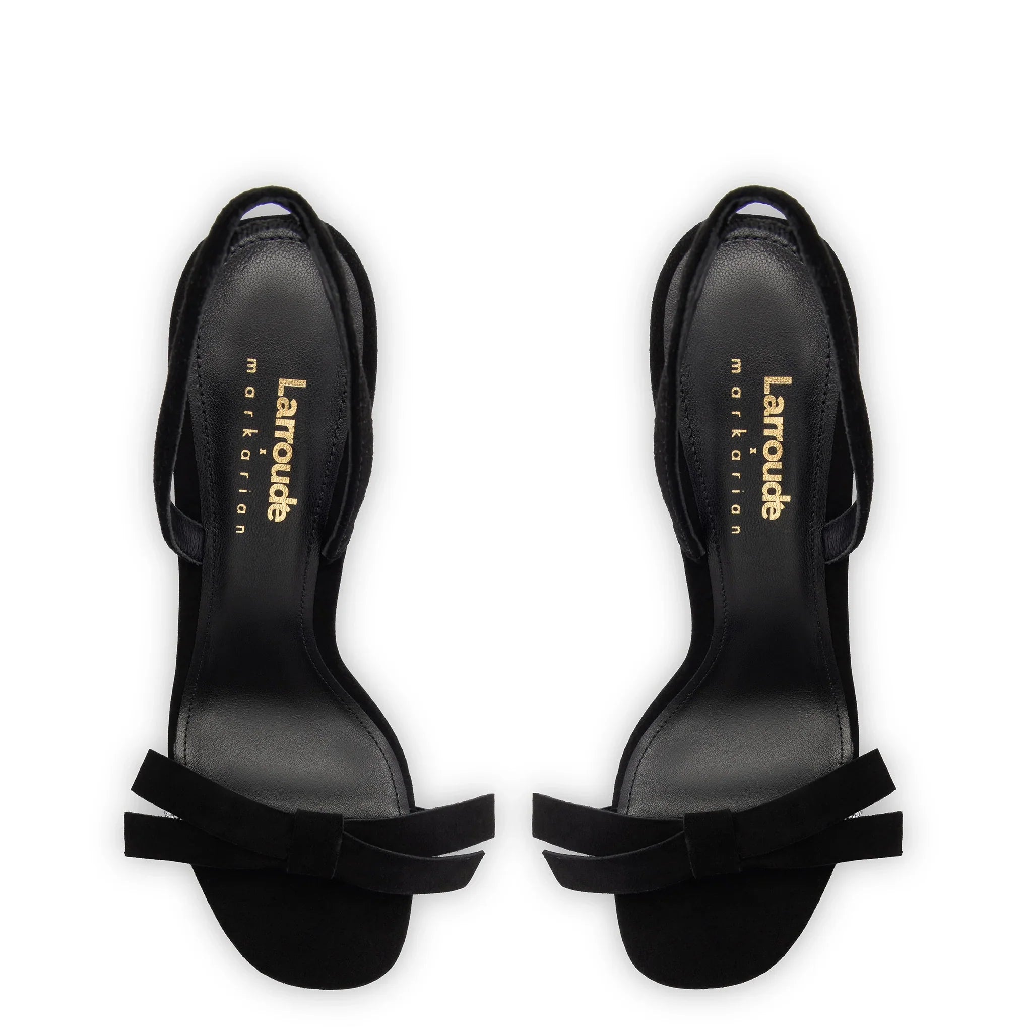 Larroudé X Markarian Sandal In Black Suede And Crystals