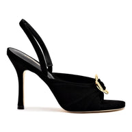Larroude Mayfair Sandal In Black Suede