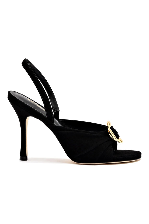 Larroude Mayfair Sandal In Black Suede