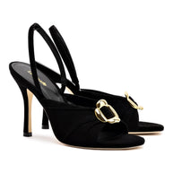 Larroude Mayfair Sandal In Black Suede