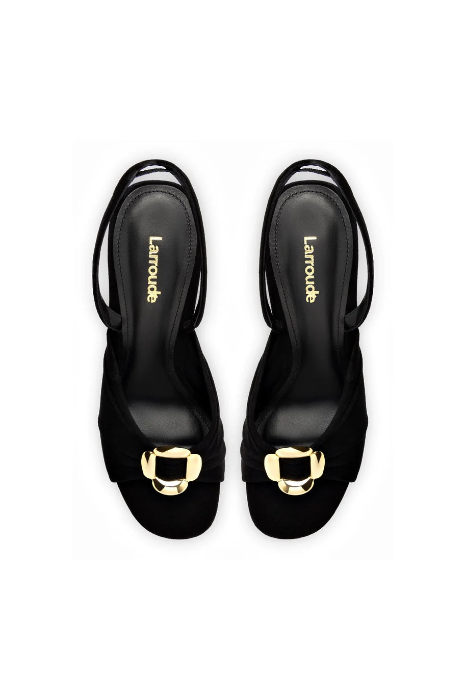 Larroude Mayfair Sandal In Black Suede