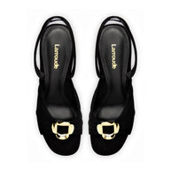 Larroude Mayfair Sandal In Black Suede