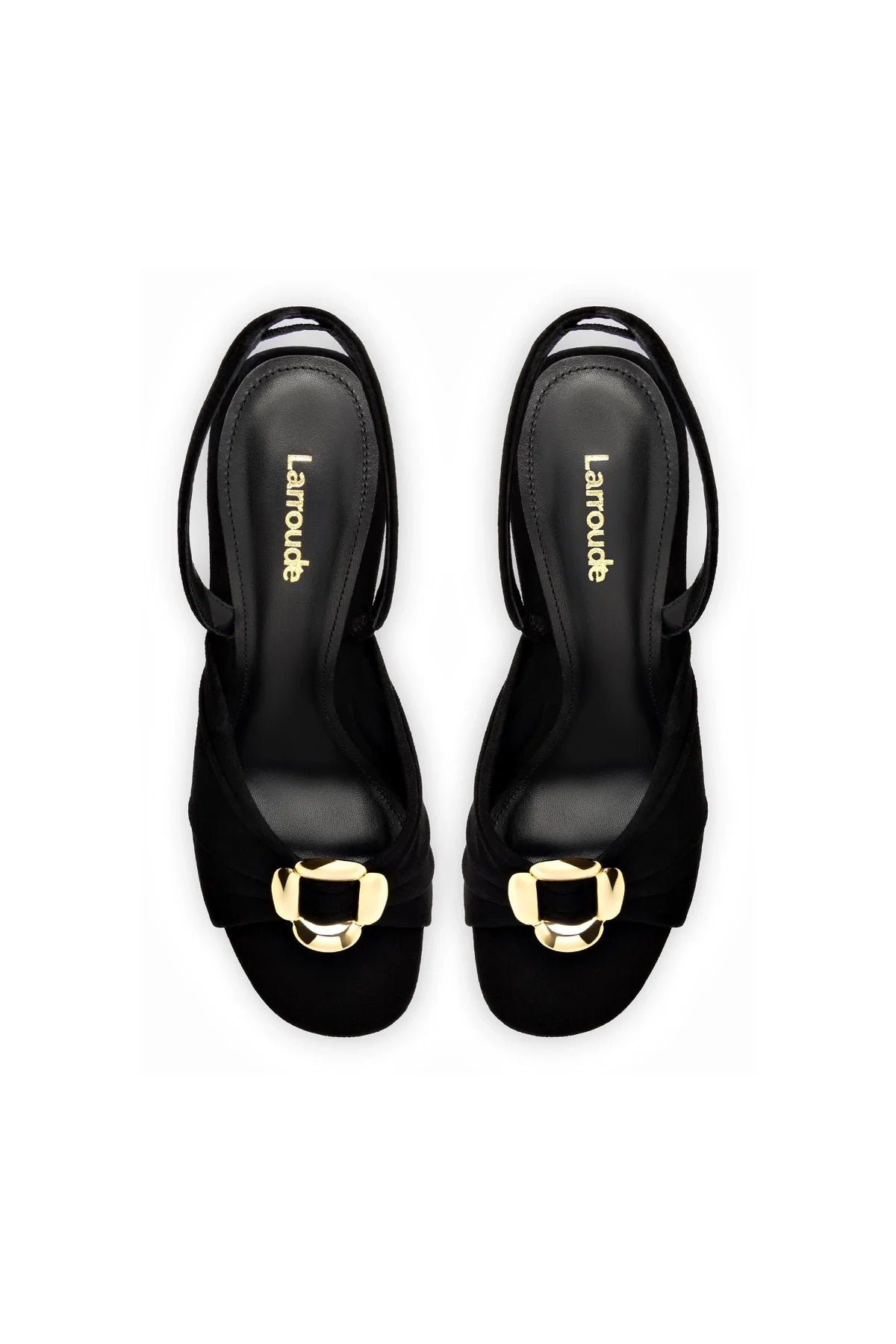 Larroude Mayfair Sandal In Black Suede