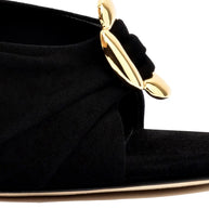 Larroude Mayfair Sandal In Black Suede