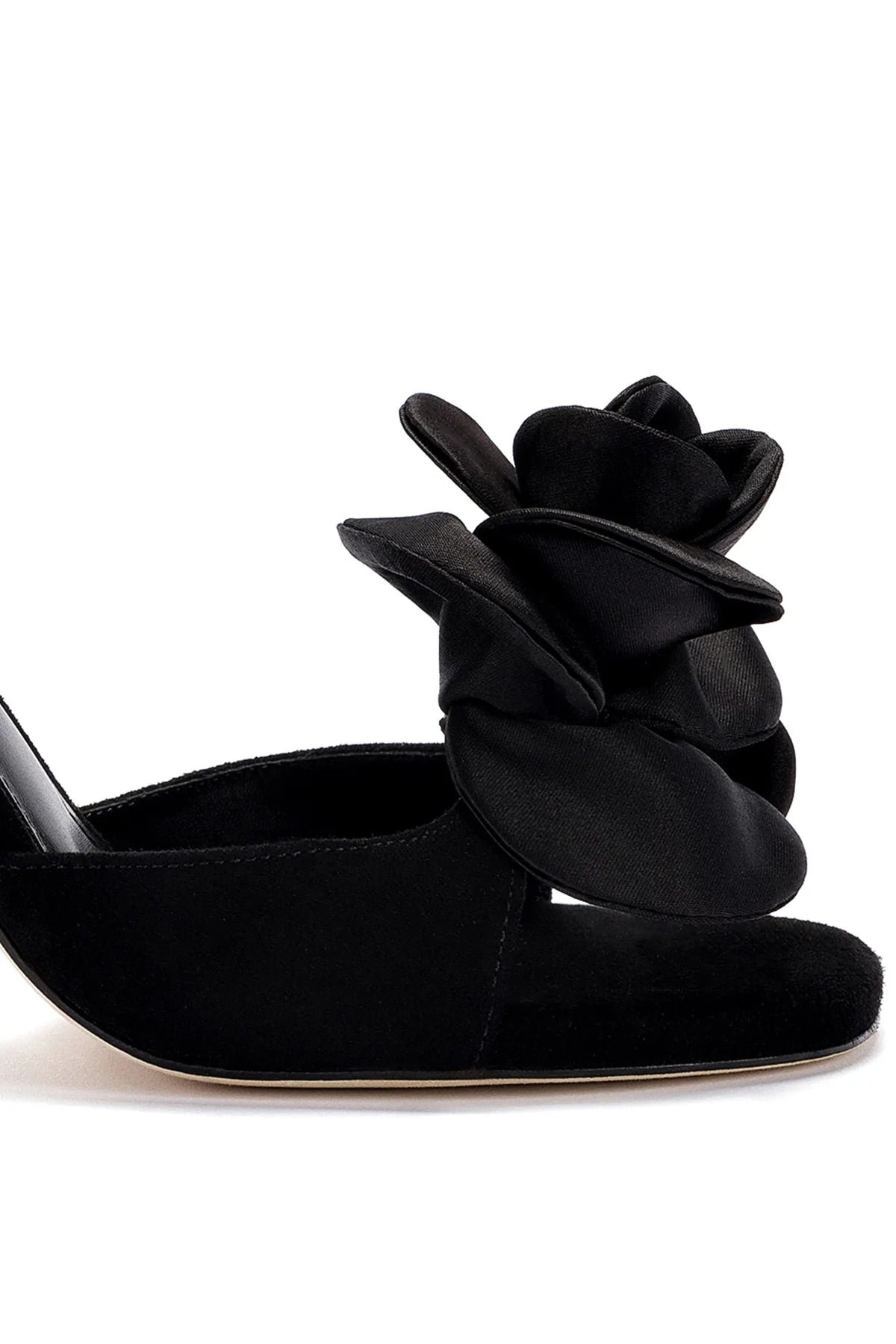 Larroude Salma Sandal In Black Suede and Satin