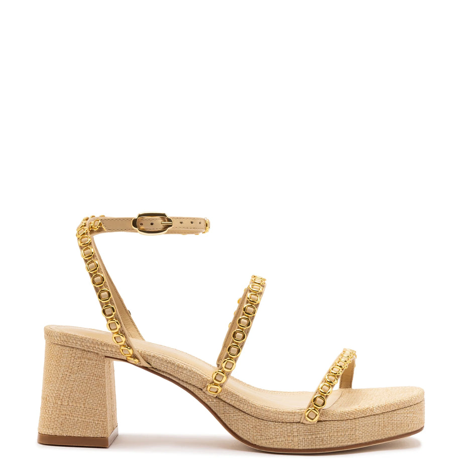 Larroude Gio Milanina Sandal In Beige Raffia
