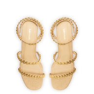 Larroude Gio Milanina Sandal In Beige Raffia