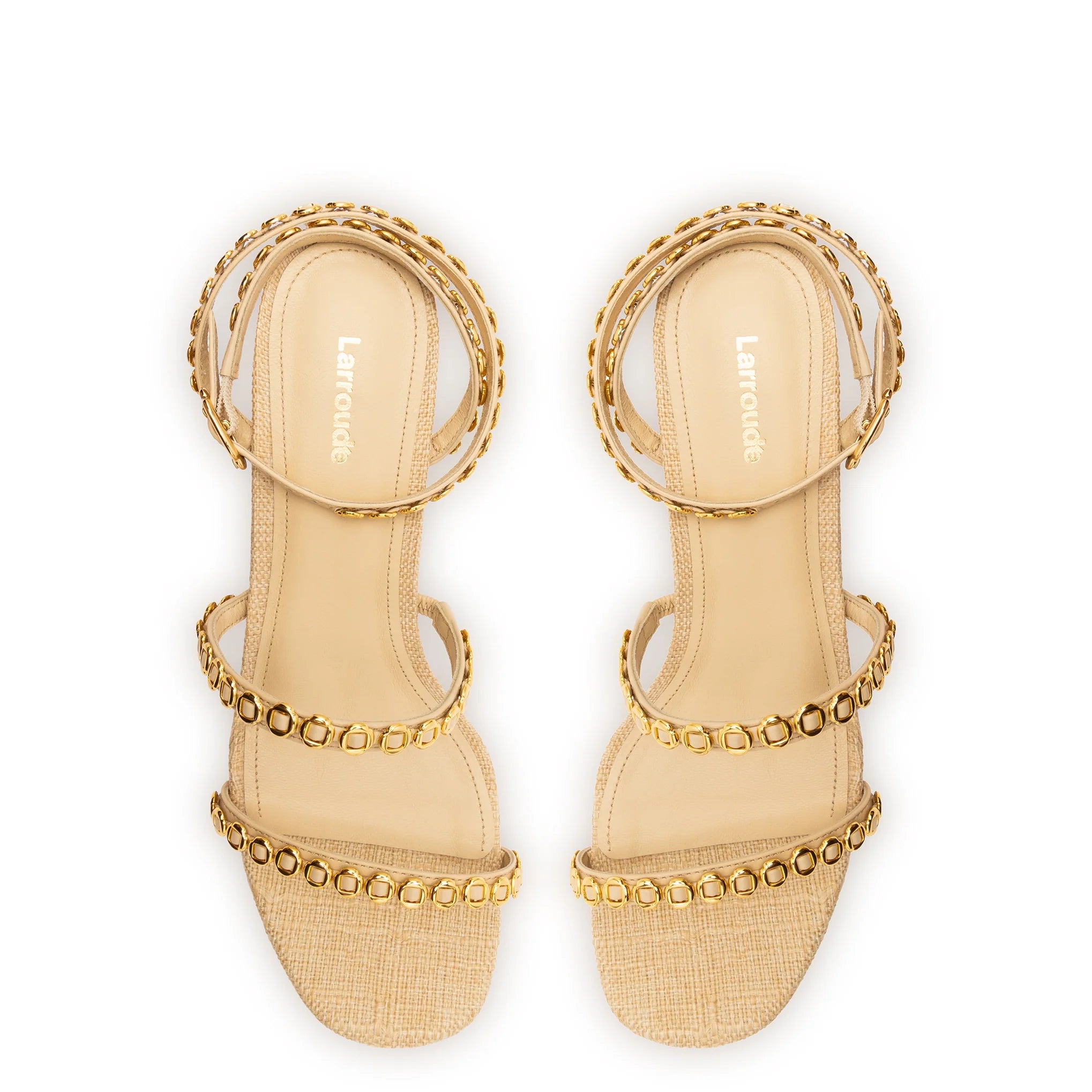 Larroude Gio Milanina Sandal In Beige Raffia