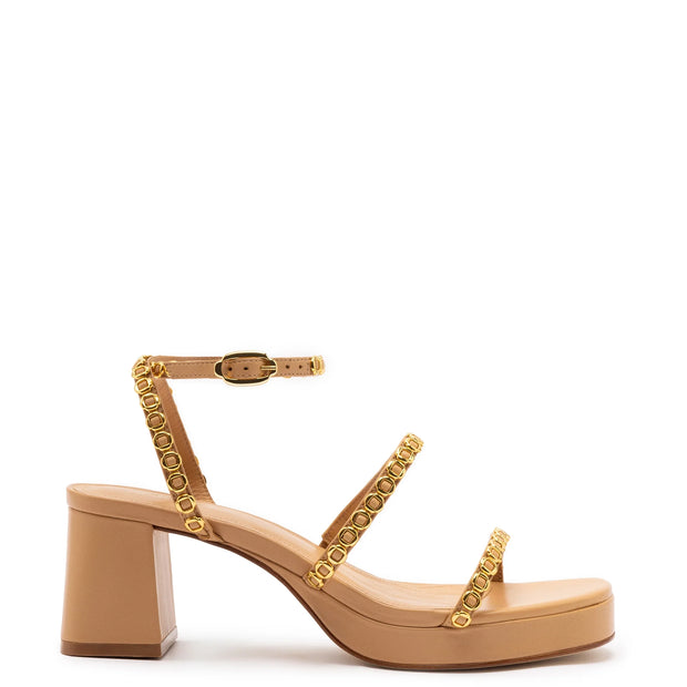 Larroude Gio Milanina Sandal In Tan Leather