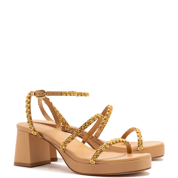 Larroude Gio Milanina Sandal In Tan Leather