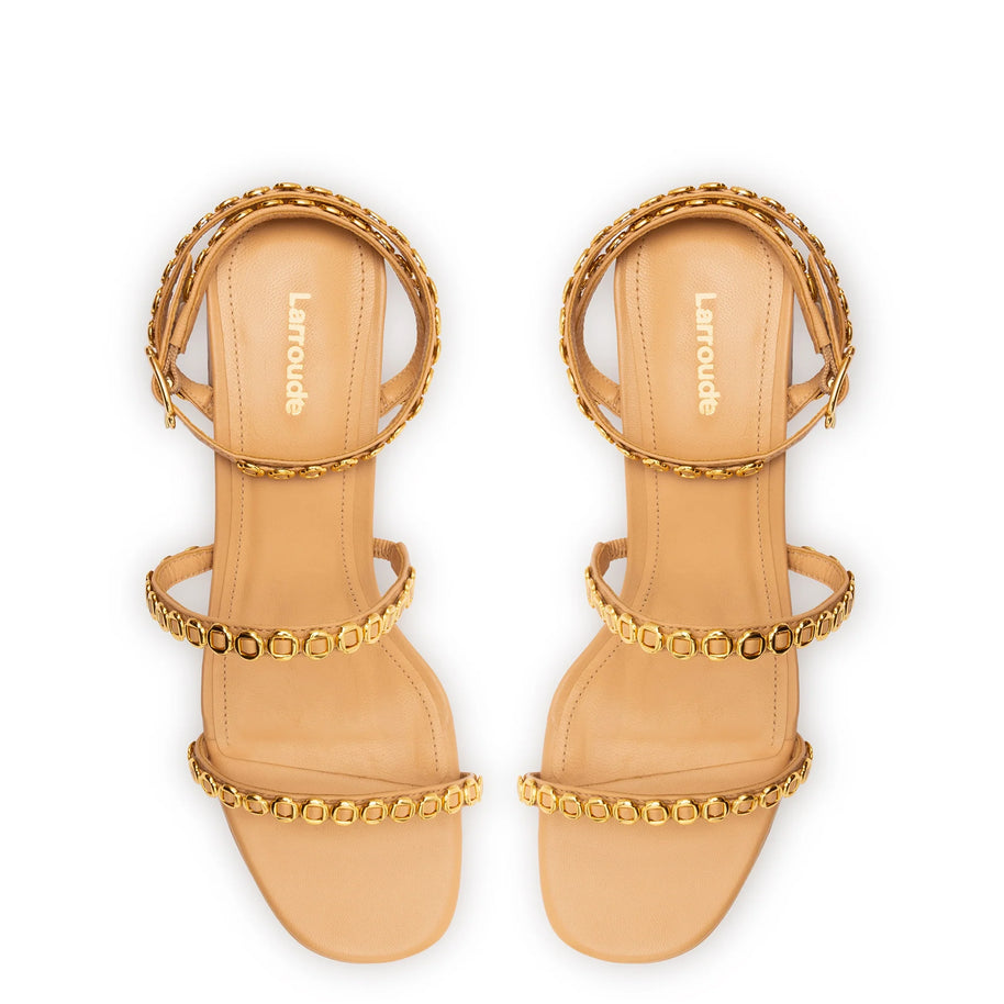 Larroude Gio Milanina Sandal In Tan Leather