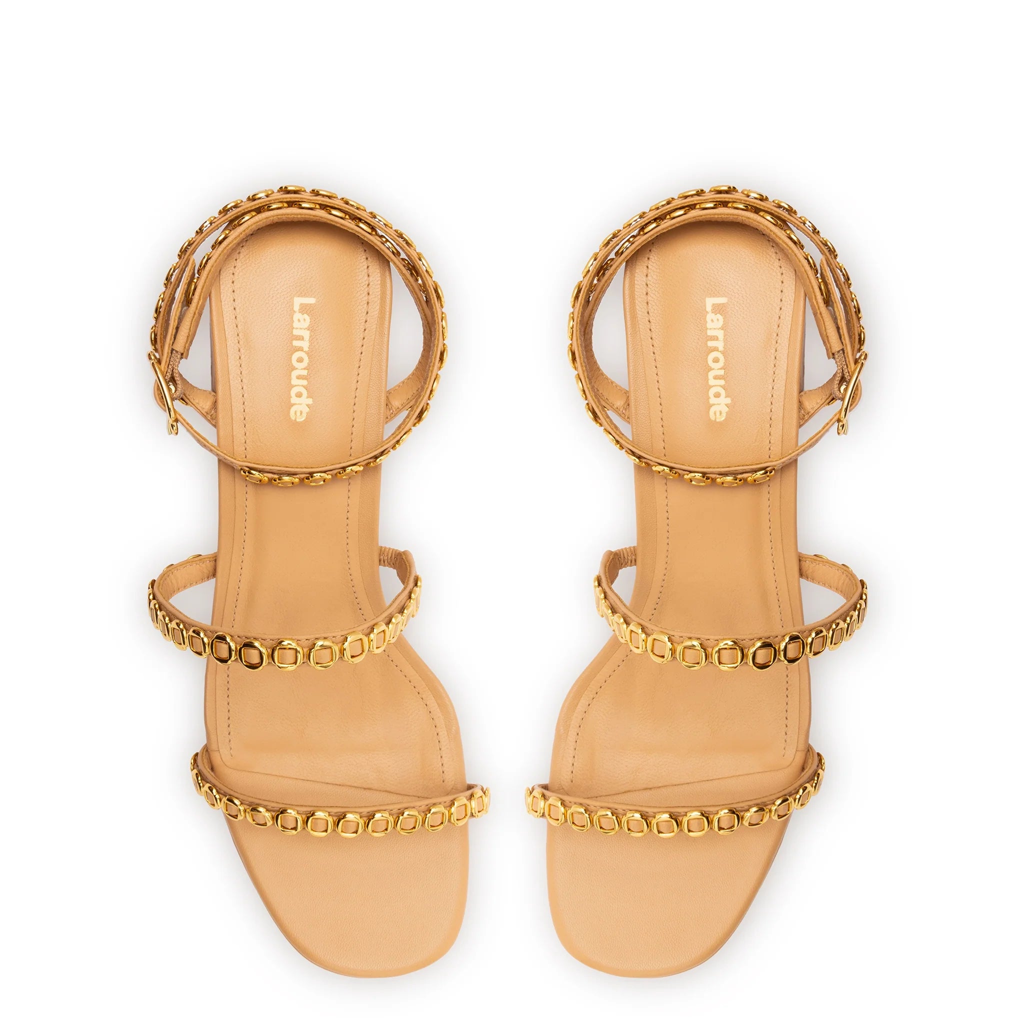 Larroude Gio Milanina Sandal In Tan Leather