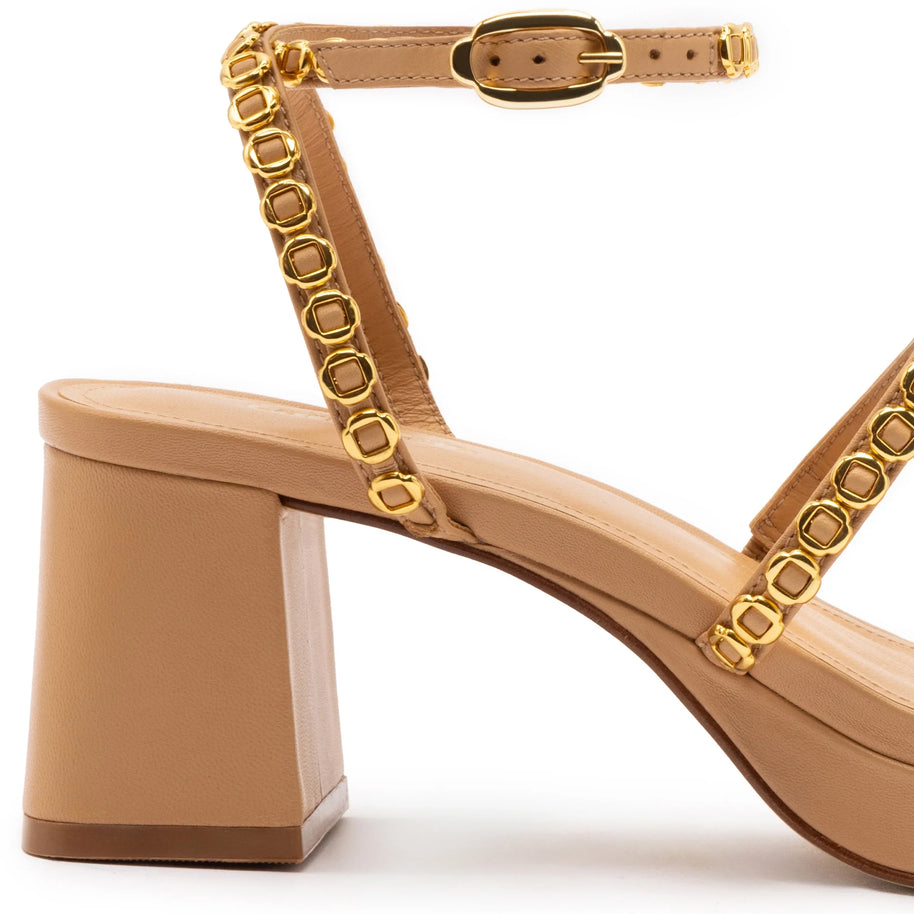 Larroude Gio Milanina Sandal In Tan Leather