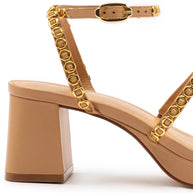 Larroude Gio Milanina Sandal In Tan Leather