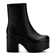 Larroude Miso Platform Boot In Black Stretch Leather