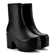 Larroude Miso Platform Boot In Black Stretch Leather