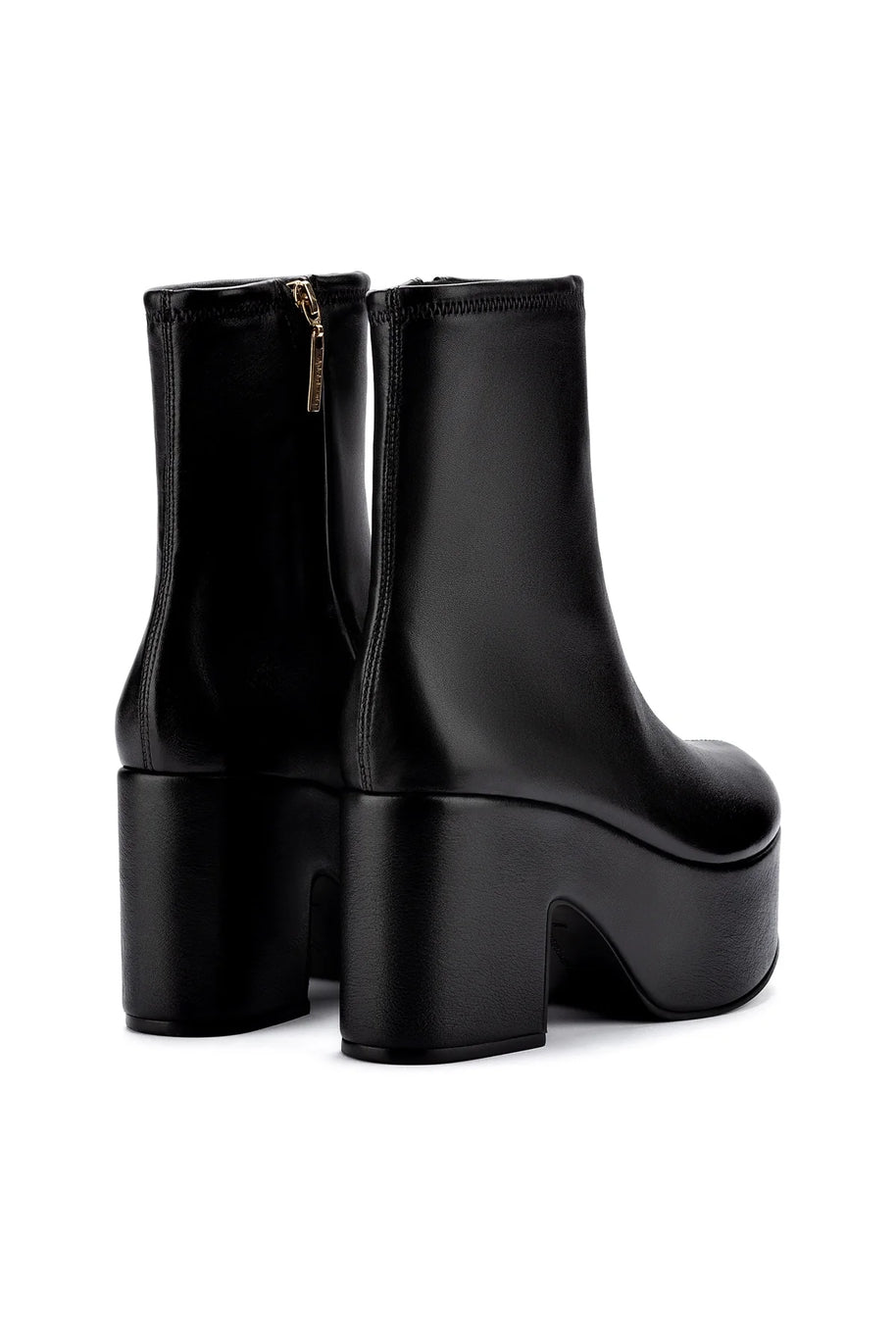 Larroude Miso Platform Boot In Black Stretch Leather