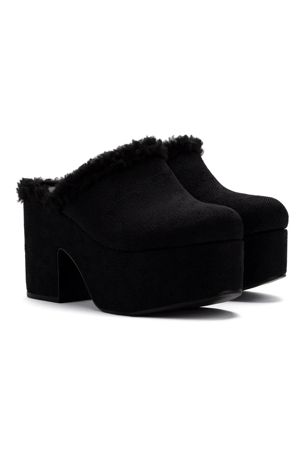 Larroude Miso Platform Clog In Black Knit