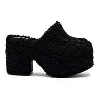 Larroude Miso Clog In Black Shearling