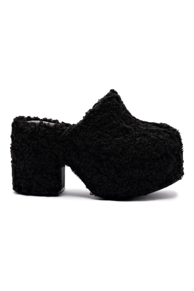 Larroude Miso Clog In Black Shearling
