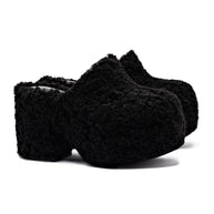Larroude Miso Clog In Black Shearling