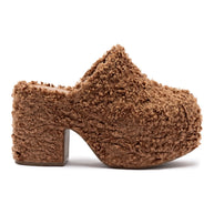 Larroude Miso Clog In Brown Shearling
