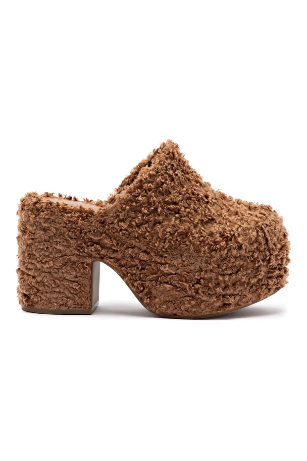 Larroude Miso Clog In Brown Shearling