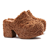 Larroude Miso Clog In Brown Shearling