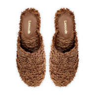 Larroude Miso Clog In Brown Shearling