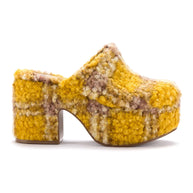 Larroude Miso Platform Clog In Dijon Plaid Shearling