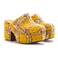 Larroude Miso Platform Clog In Dijon Plaid Shearling