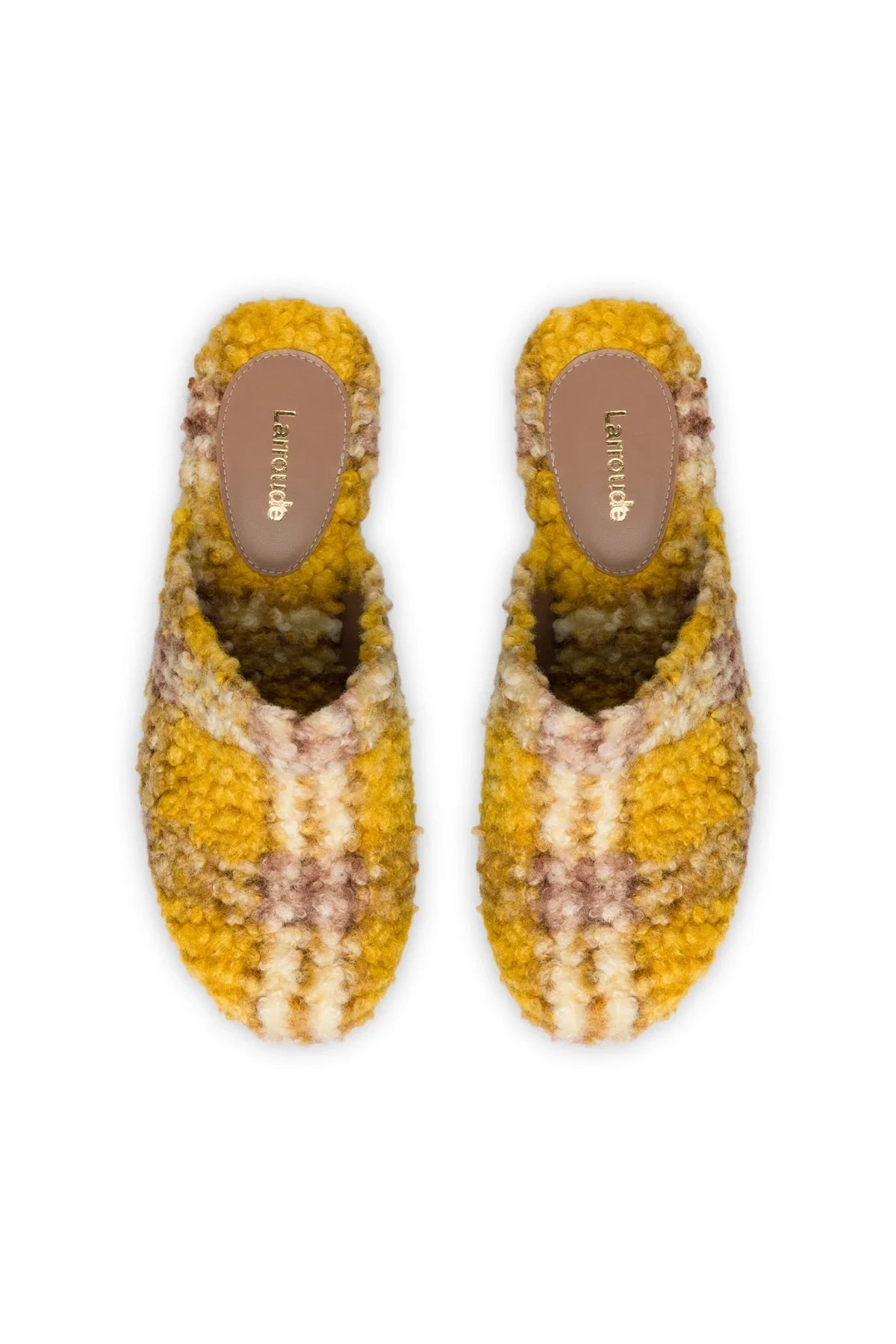 Larroude Miso Platform Clog In Dijon Plaid Shearling