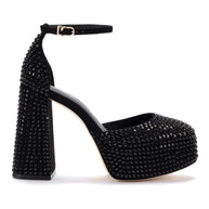 Larroude Ari Crystal Pump In Monochrome Black Suede