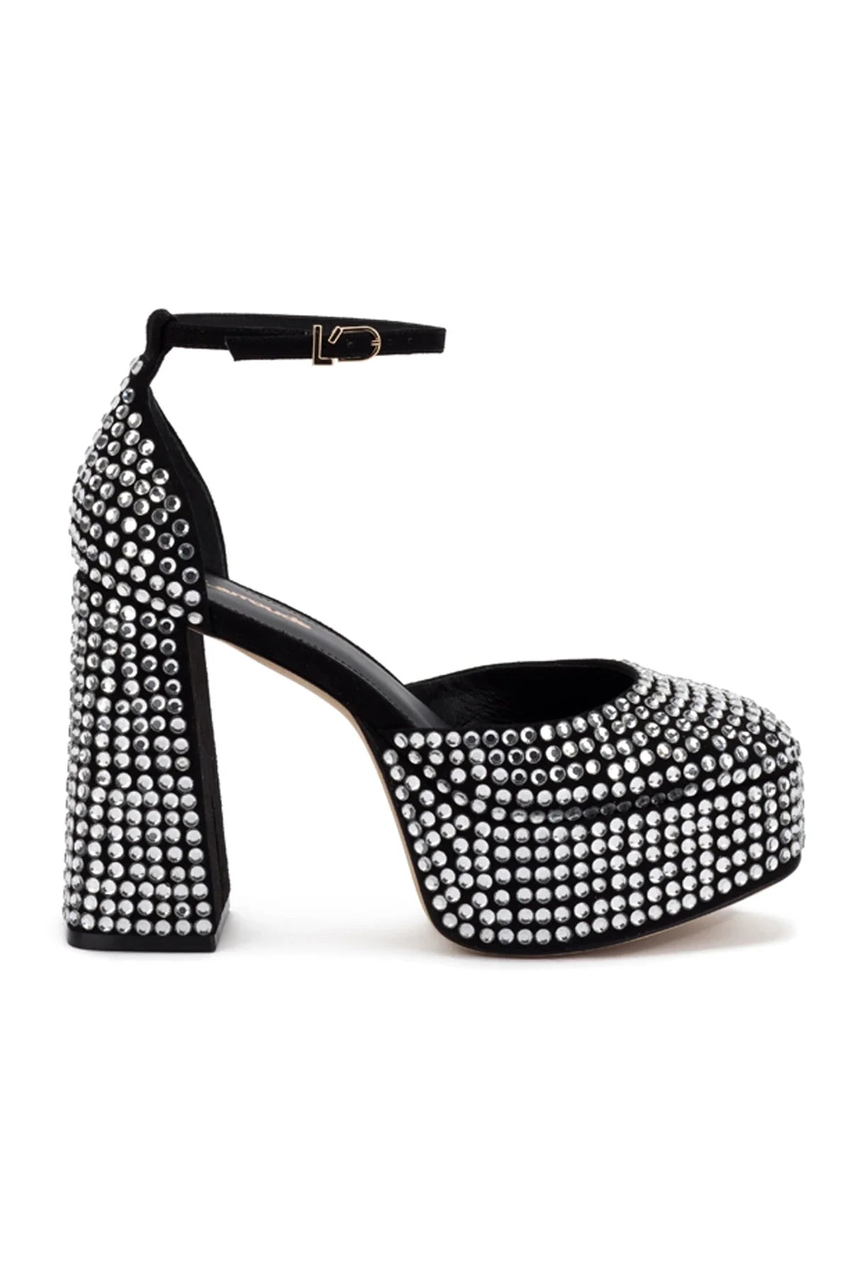 Larroude Ari Crystal Pump In Black Suede