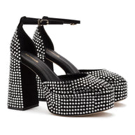 Larroude Ari Crystal Pump In Black Suede