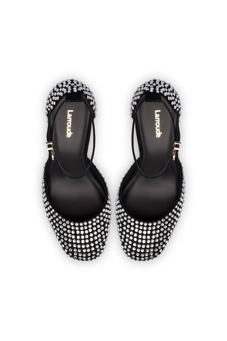 Larroude Ari Crystal Pump In Black Suede