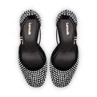 Larroude Ari Crystal Pump In Black Suede