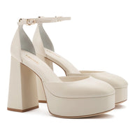 Larroude Ari Pump In Ivory Leather
