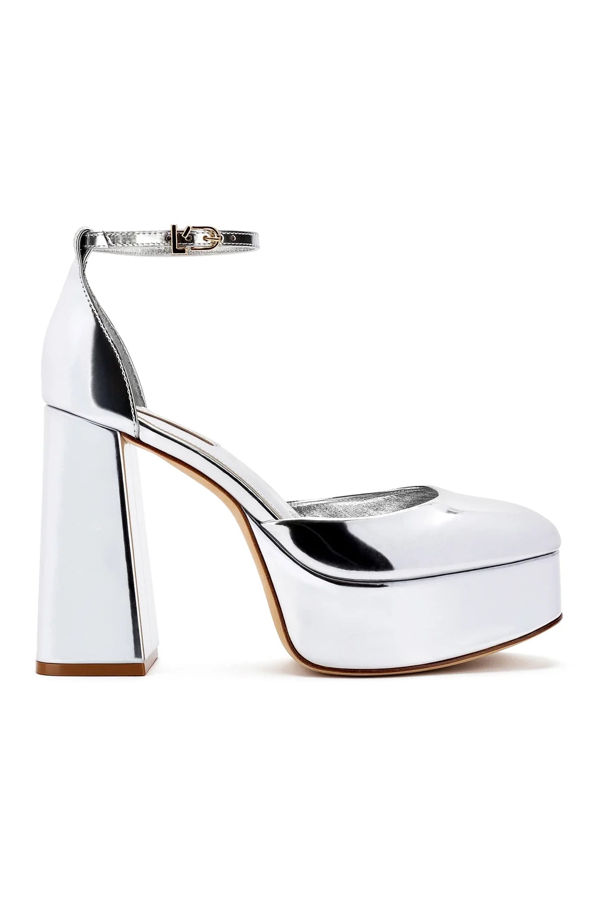 Larroude Ari Pump In Silver Specchio