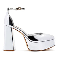 Larroude Ari Pump In Silver Specchio