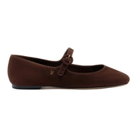 Larroude Blair Ballet Flat In Brown Suede