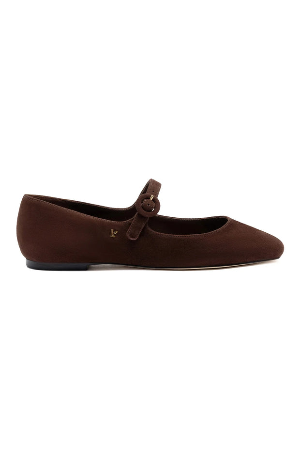 Larroude Blair Ballet Flat In Brown Suede