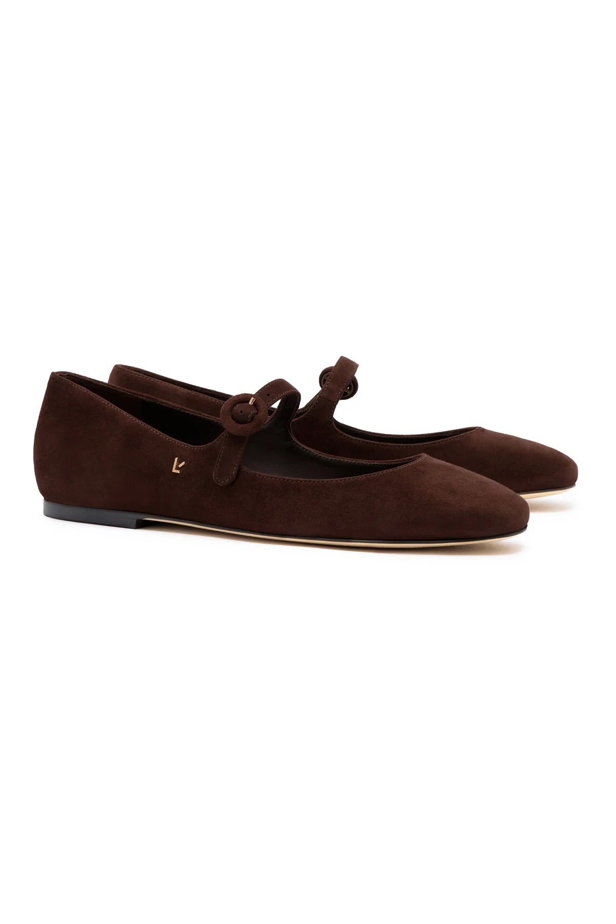 Larroude Blair Ballet Flat In Brown Suede